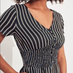 NWT Hollister Smocked Waist Crop Wide-Leg Jumpsuit